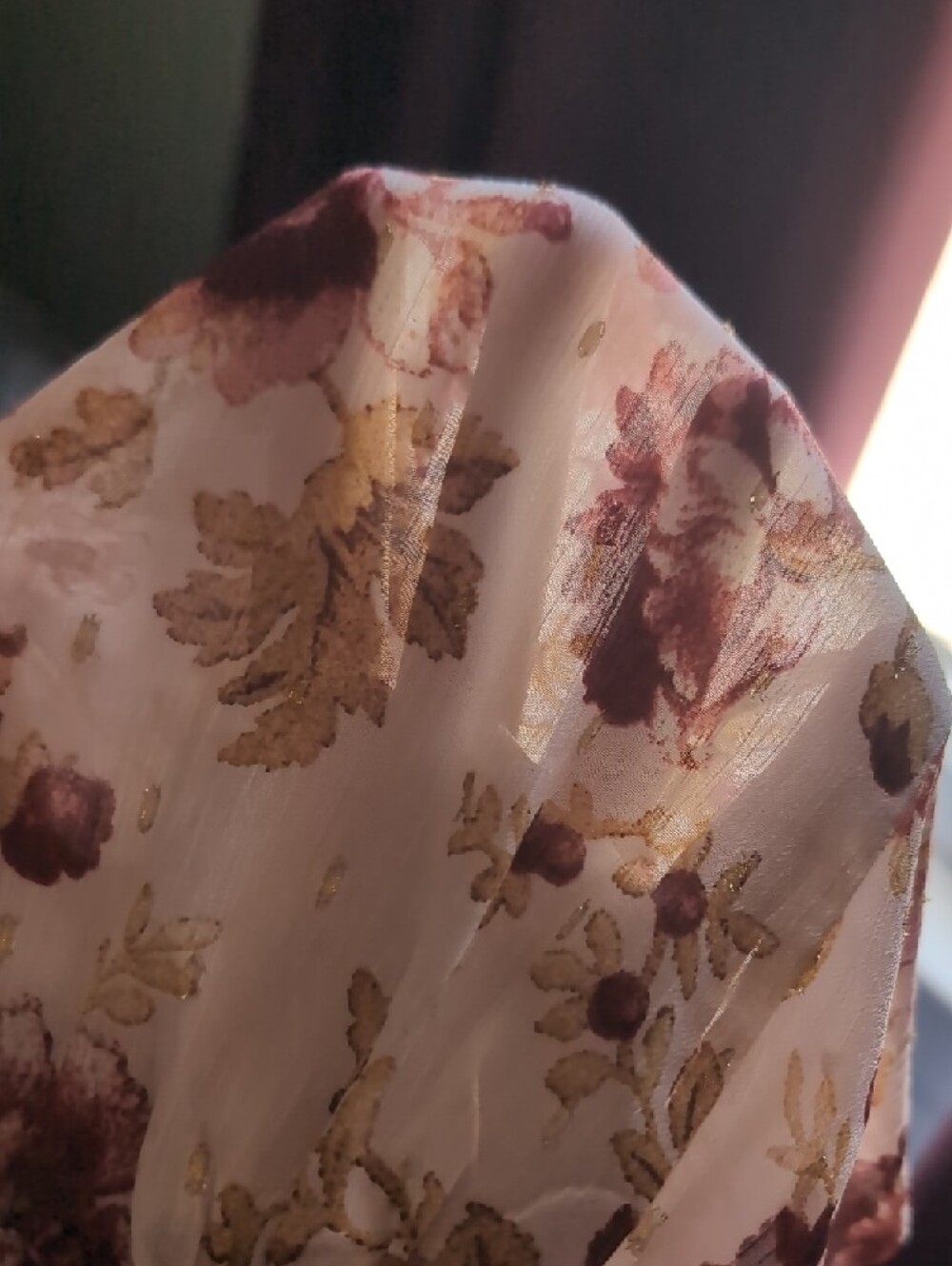 Express Blush Floral Smocked Waist Long Sleeve Top - Picture 5 of 5